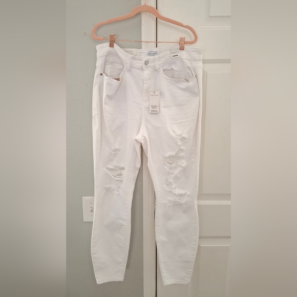 Judy Blue NWT White Mid Rise Destroyed Hem Cropped Stright plus size 16w Jeans - Picture 5 of 15